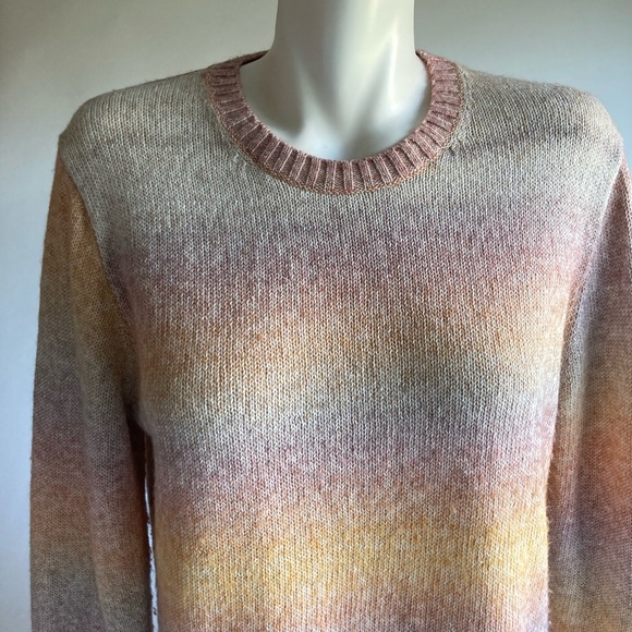 J. Crew Pink Beige Yellow Crew Neck Long Sleeve Pullover size M - Picture 2 of 14